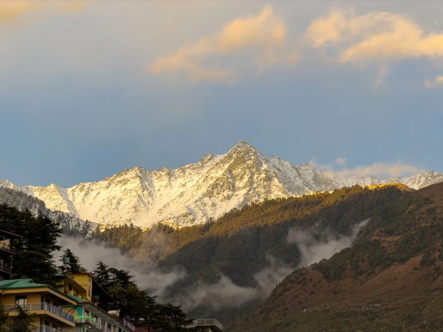 Scenic view of snow capped Himalayas in Dharamshala HP India