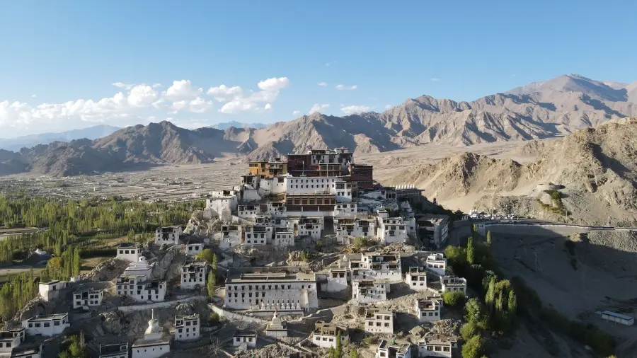 Thiksey Monastery nestled in the mountainous landscape of Ladakh